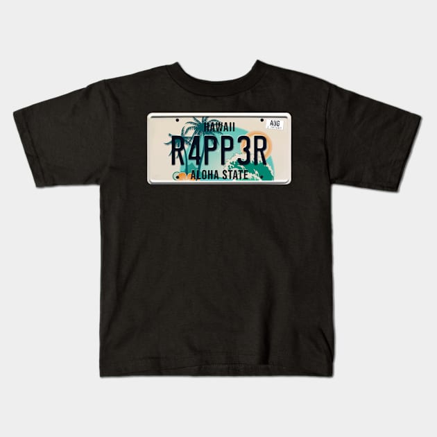 Rapper word on license plate Kids T-Shirt by SerenityByAlex